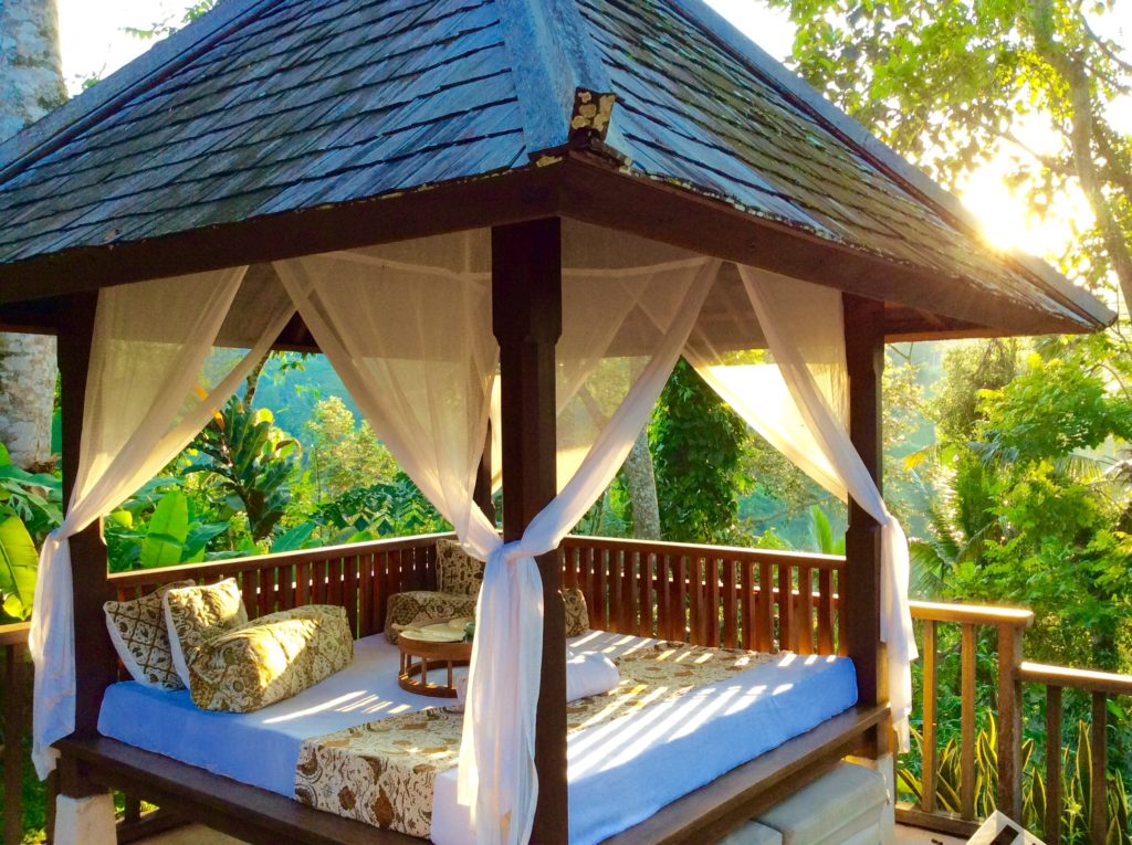 where to stay in Bali - private garden gazebo